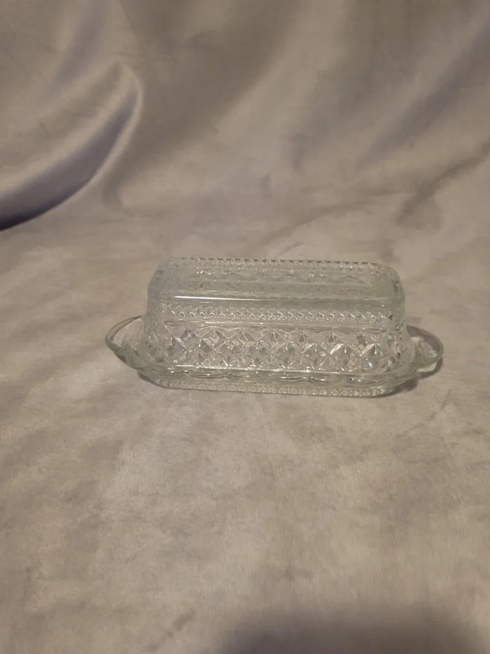 Vintage Wexford Pattern Anchor Hocking Glass Butter Dish Pressed Glass